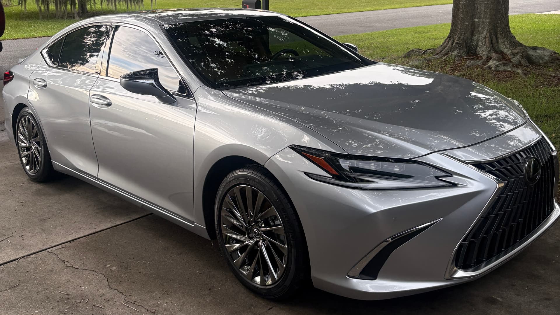 Silver Lexus ES after a ceramic coating detail